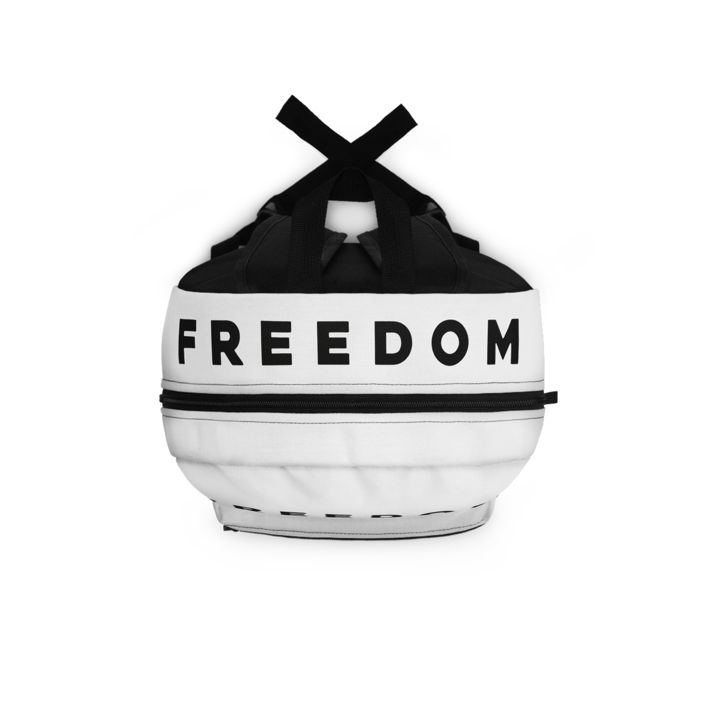 Freedom CK Backpack — Minimal White Daypack with Bold 'FREEDOM' Text