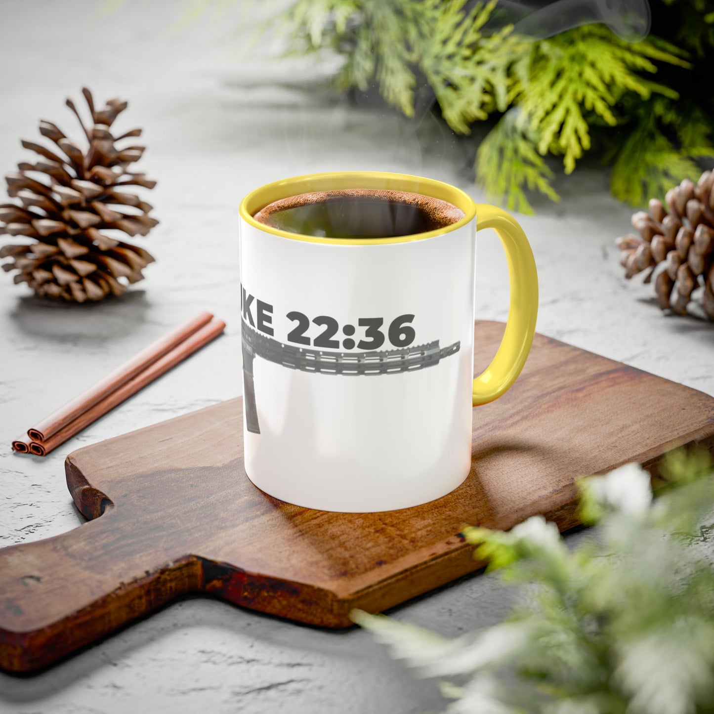 Luke 22:36 Rifle Mug – Christian Scripture Coffee Cup (11oz/15oz)