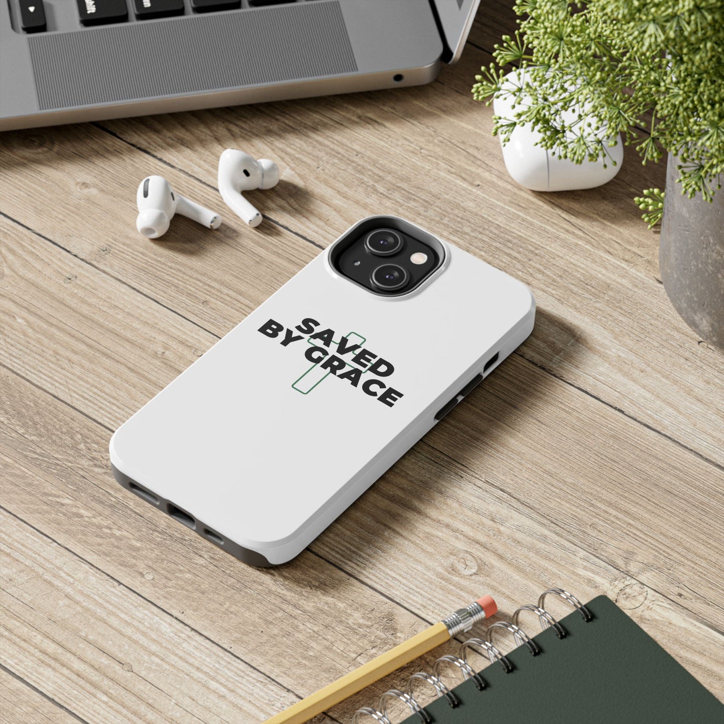 Saved By Grace Tough Phone Case — Christian Cross Protective Phone Cover
