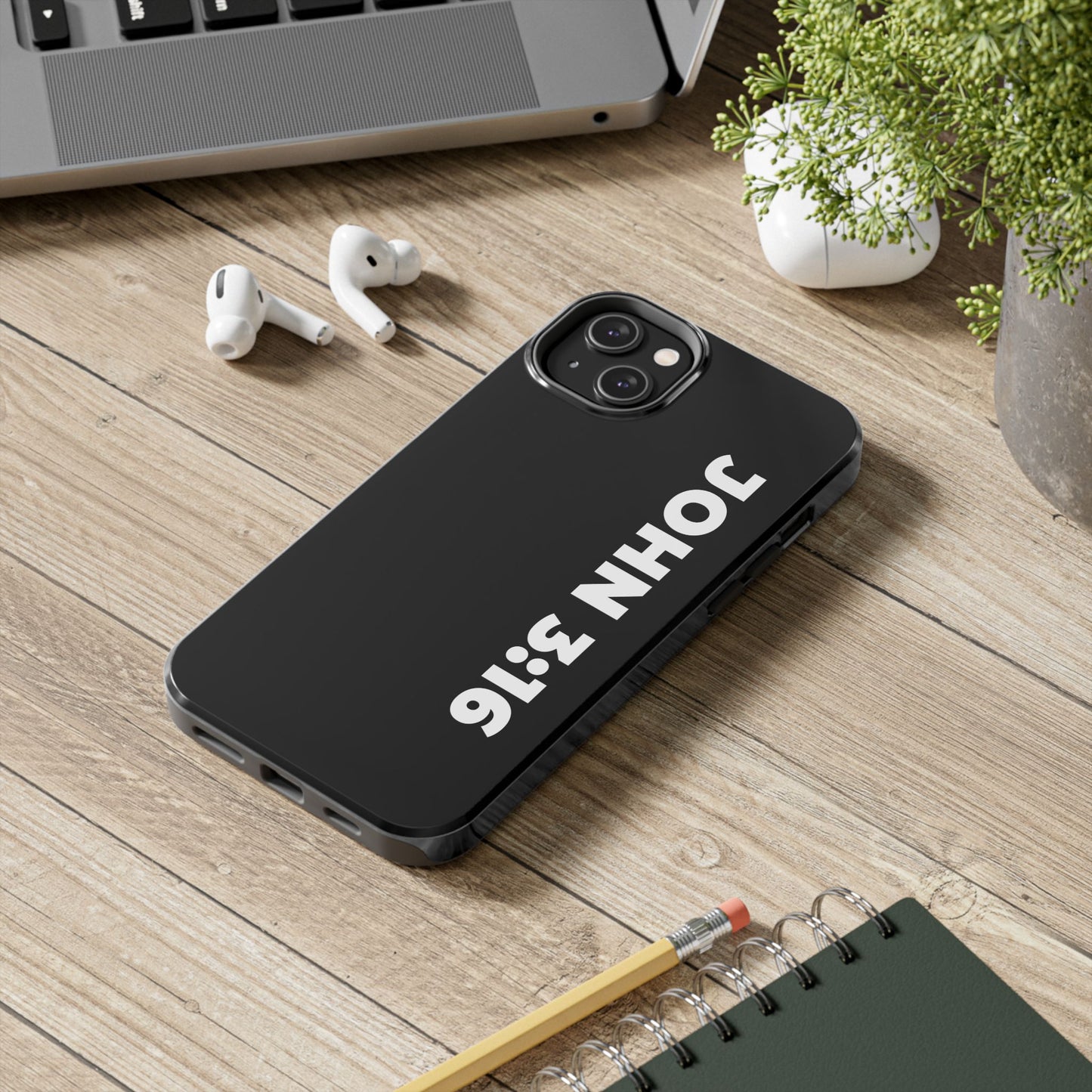 John 3:16 Tough Phone Case — Black Christian Scripture Phone Cover