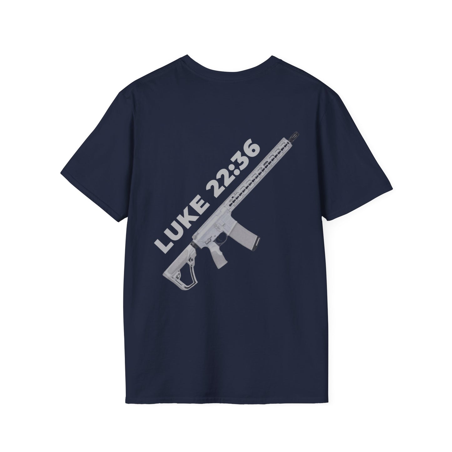 Sell your cloak and buy a sword — "Luke 22:36" Rifle Graphic Christian Faith Tee