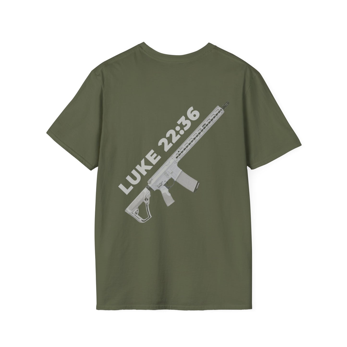 Sell your cloak and buy a sword — "Luke 22:36" Rifle Graphic Christian Faith Tee