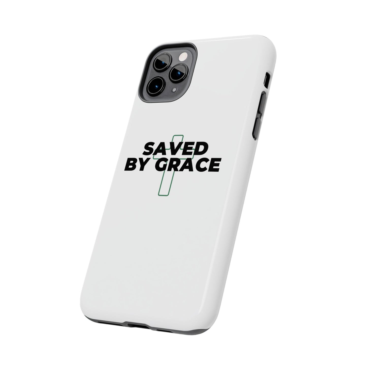 Saved By Grace Tough Phone Case — Christian Cross Protective Phone Cover