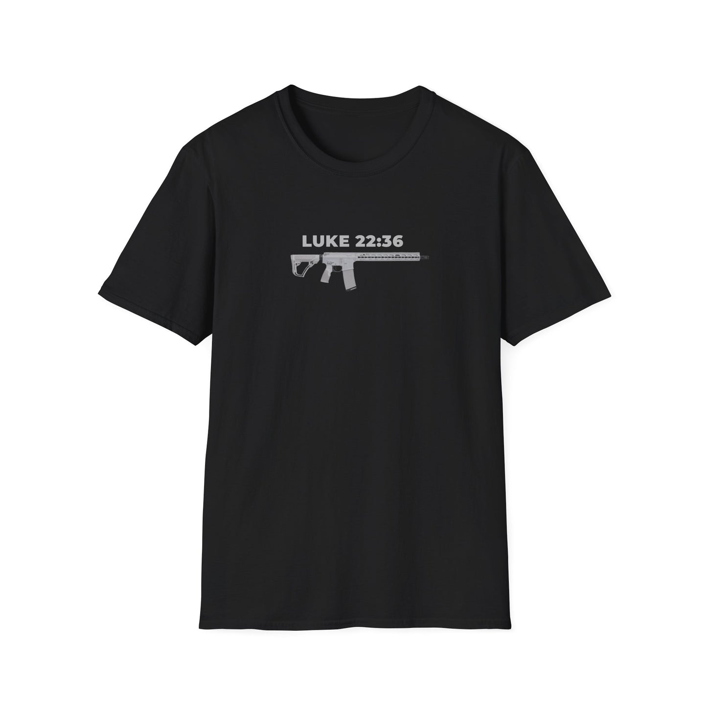 Sell your cloak and buy a sword — "Luke 22:36" Rifle Graphic Christian Faith Tee