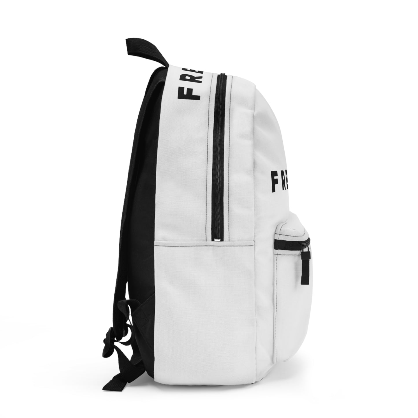 Freedom CK Backpack — Minimal White Daypack with Bold 'FREEDOM' Text