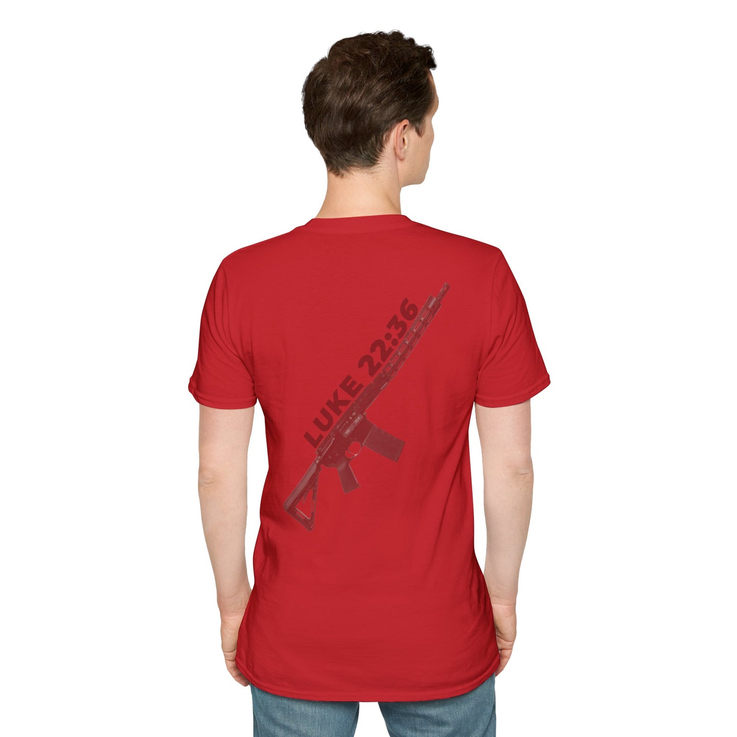 Sell your cloak and buy a sword — "Luke 22:36" Rifle Graphic Christian Faith Tee