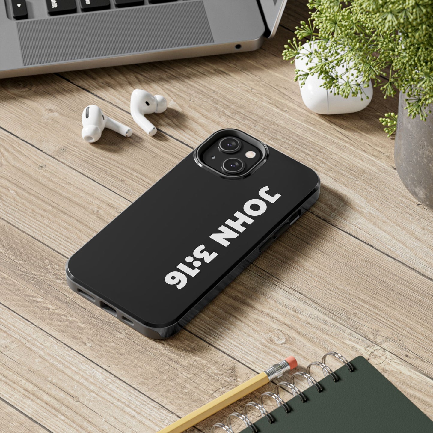 John 3:16 Tough Phone Case — Black Christian Scripture Phone Cover