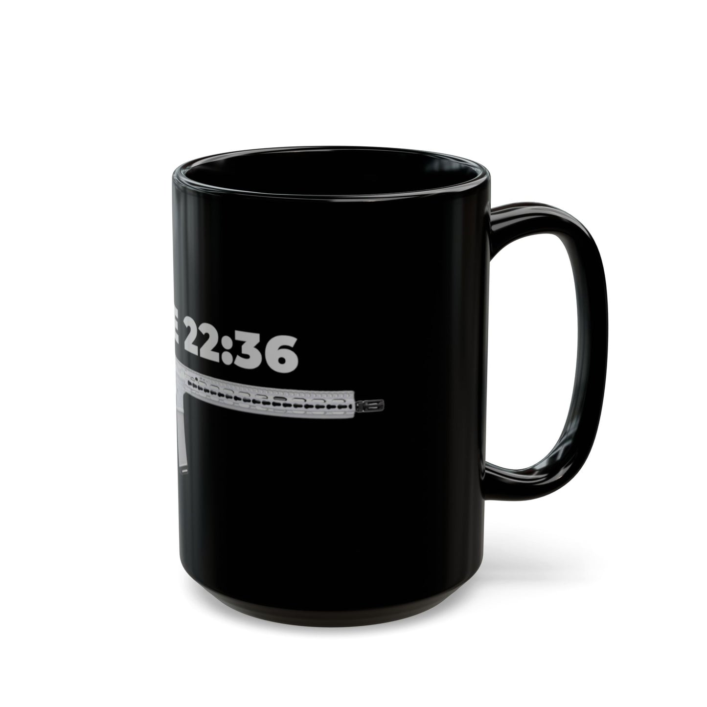 Luke 22:36 Rifle Graphic Mug — Christian Faith & Defense Black Coffee Cup