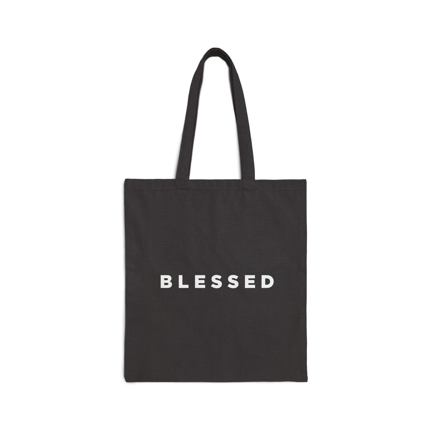 Blessed Canvas Tote Bag — Minimalist Black Cotton Grocery & Everyday Shoulder Bag