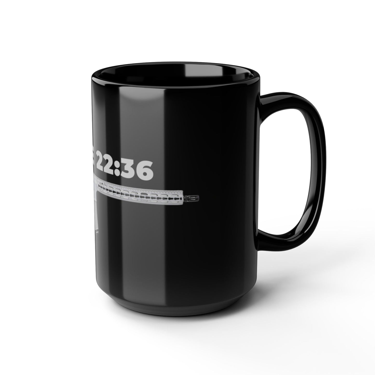 Luke 22:36 Rifle Graphic Mug — Christian Faith & Defense Black Coffee Cup