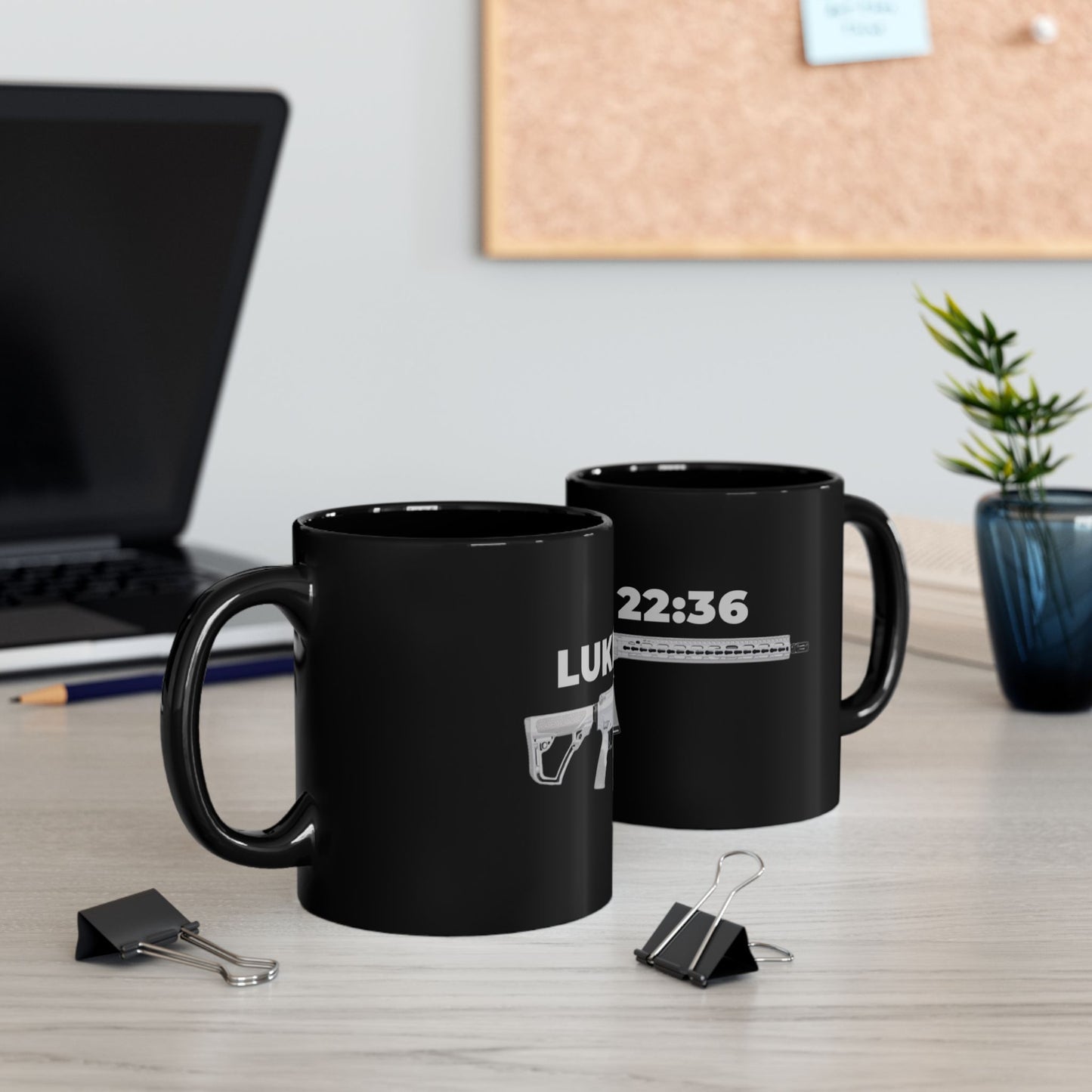Luke 22:36 Rifle Graphic Mug — Christian Faith & Defense Black Coffee Cup