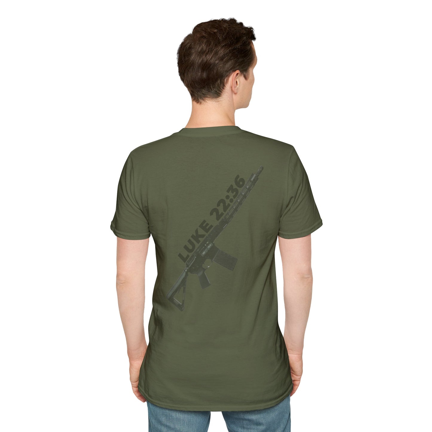 Sell your cloak and buy a sword — "Luke 22:36" Rifle Graphic Christian Faith Tee