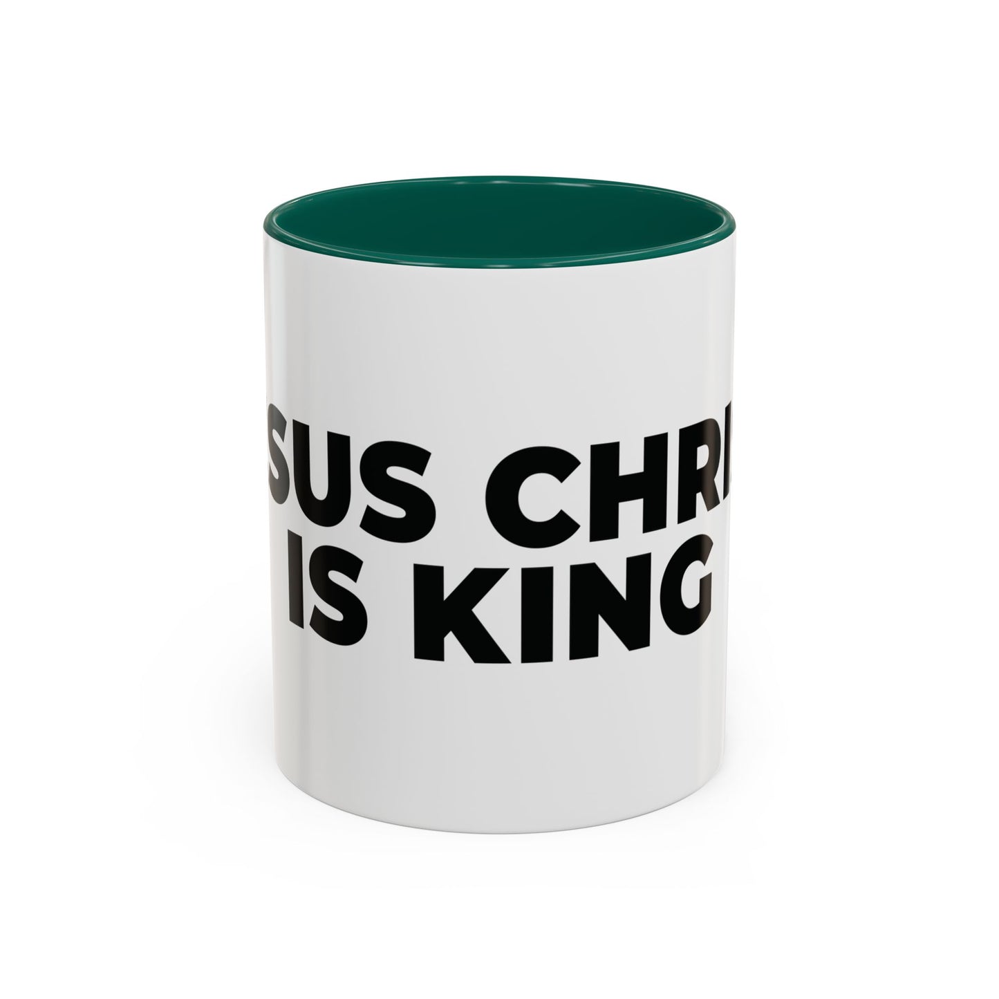 Jesus Christ Is King Coffee Mug — Black-Trim Ceramic 11oz & 15oz