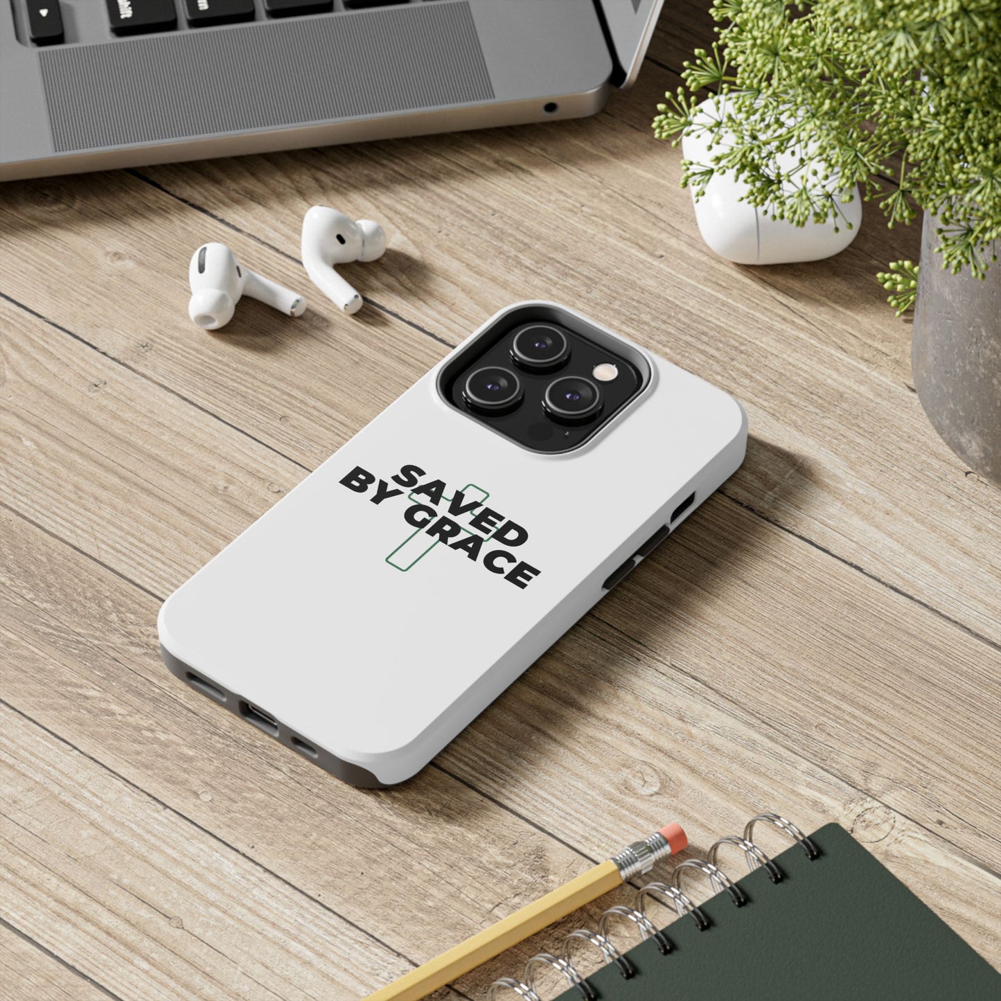 Saved By Grace Tough Phone Case — Christian Cross Protective Phone Cover