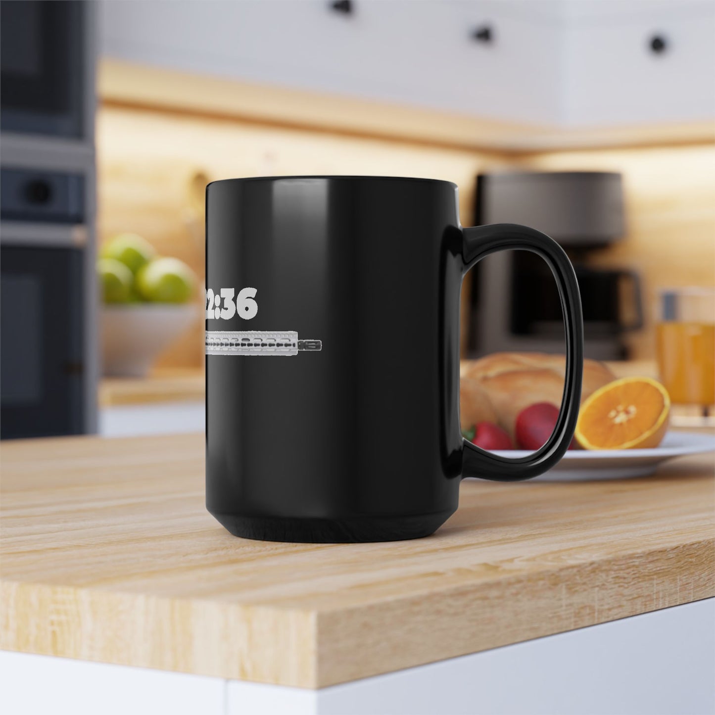 Luke 22:36 Rifle Graphic Mug — Christian Faith & Defense Black Coffee Cup