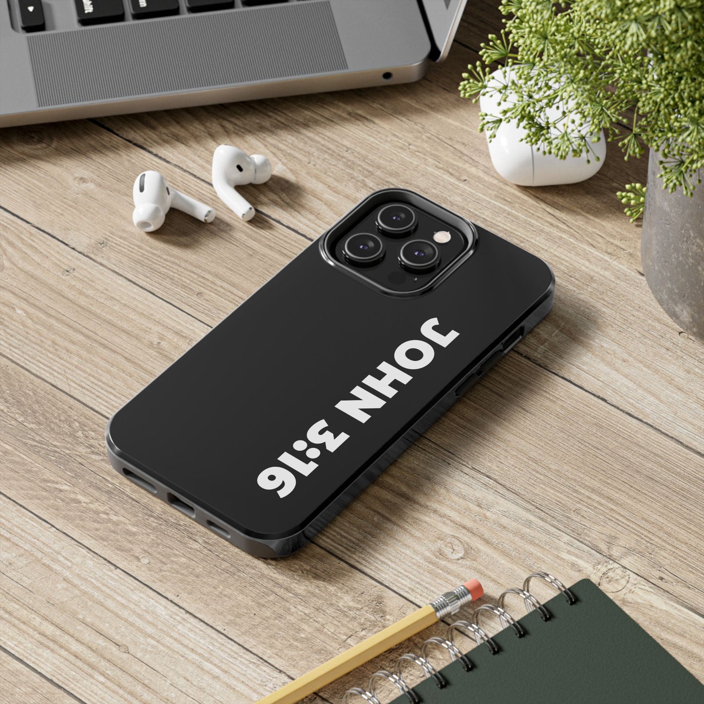 John 3:16 Tough Phone Case — Black Christian Scripture Phone Cover