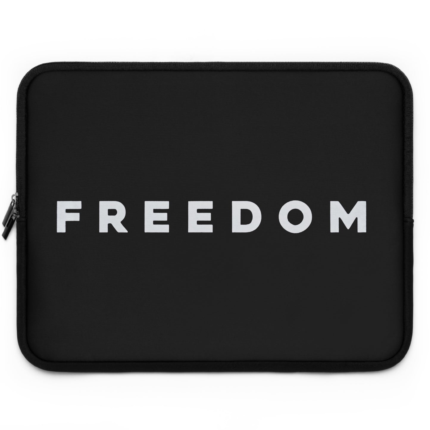 Freedom Laptop Sleeve — Minimal Black Protective Case with Bold 'FREEDOM' Text