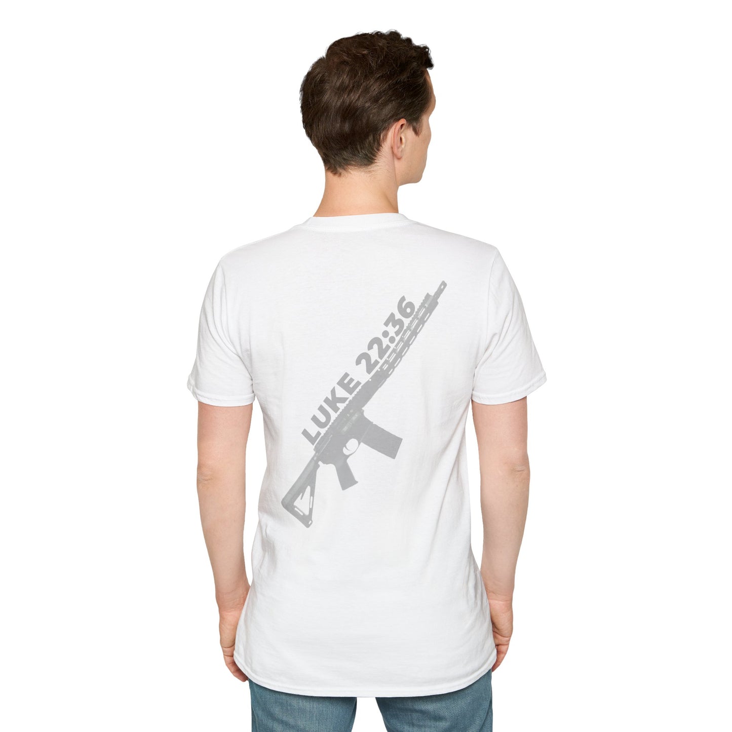 Sell your cloak and buy a sword — "Luke 22:36" Rifle Graphic Christian Faith Tee