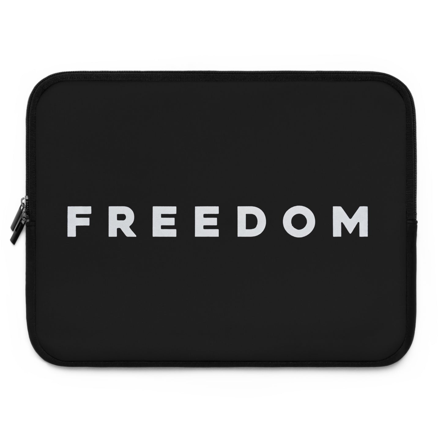 Freedom Laptop Sleeve — Minimal Black Protective Case with Bold 'FREEDOM' Text