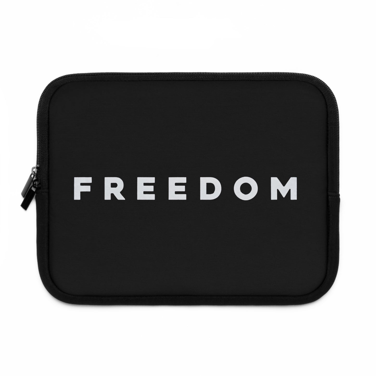 Freedom Laptop Sleeve — Minimal Black Protective Case with Bold 'FREEDOM' Text
