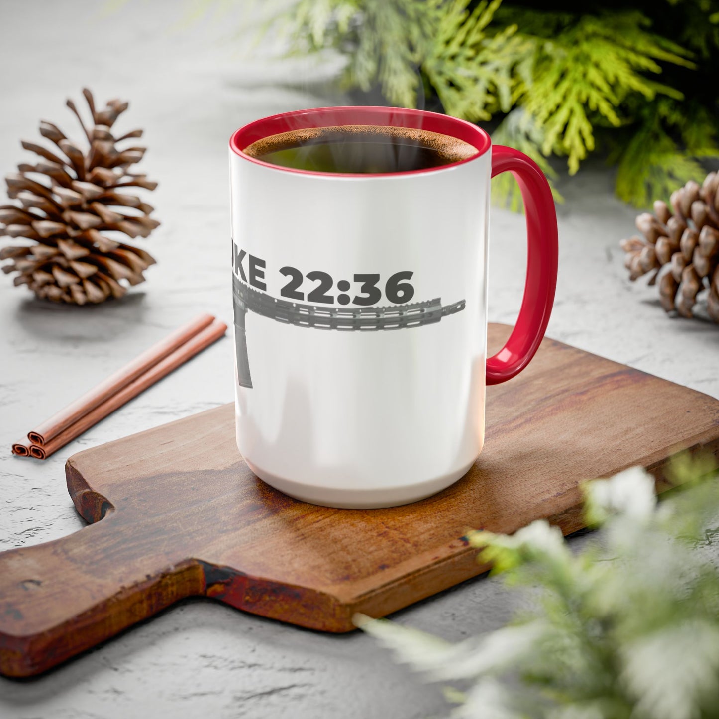 Luke 22:36 Rifle Mug – Christian Scripture Coffee Cup (11oz/15oz)