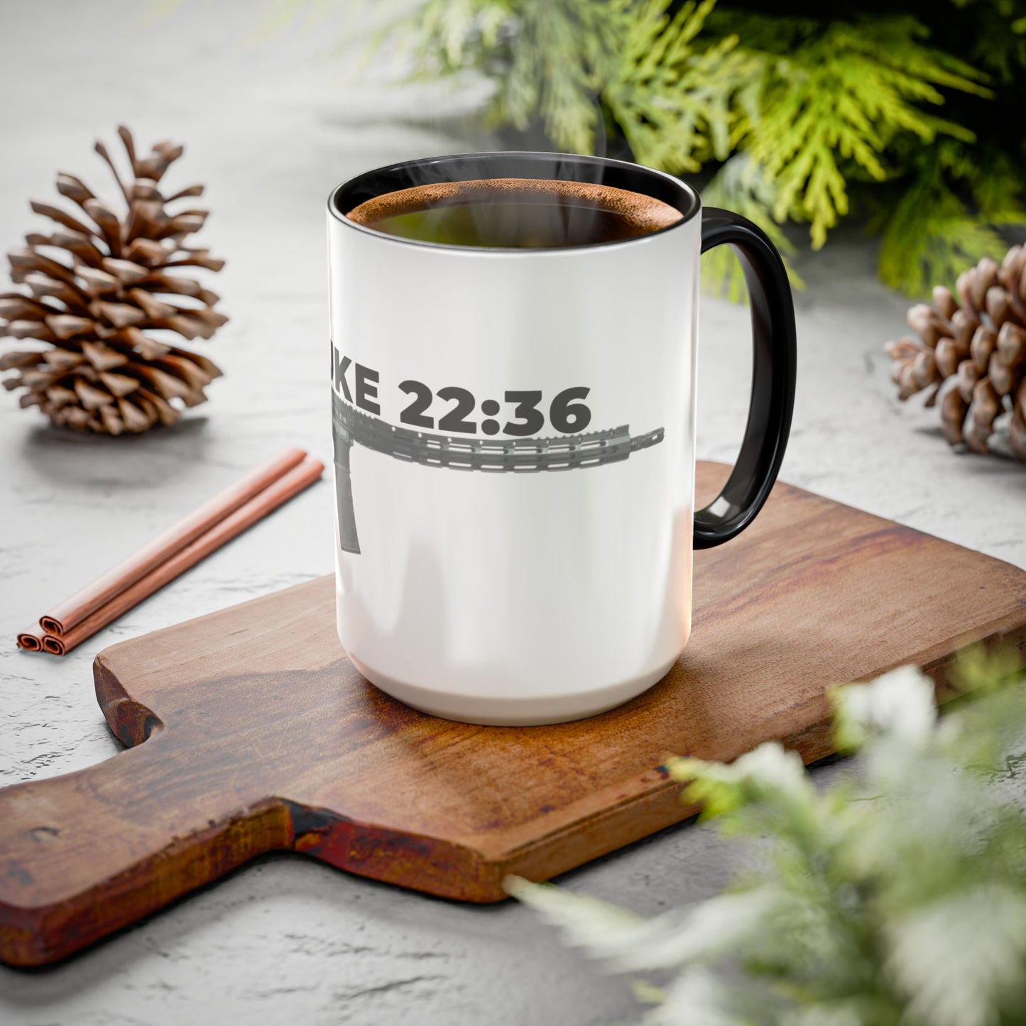 Luke 22:36 Rifle Mug – Christian Scripture Coffee Cup (11oz/15oz)