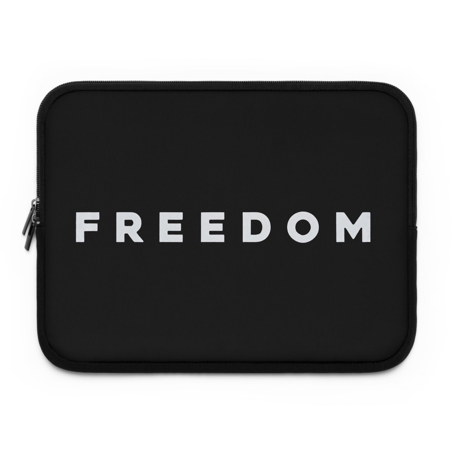 Freedom Laptop Sleeve — Minimal Black Protective Case with Bold 'FREEDOM' Text