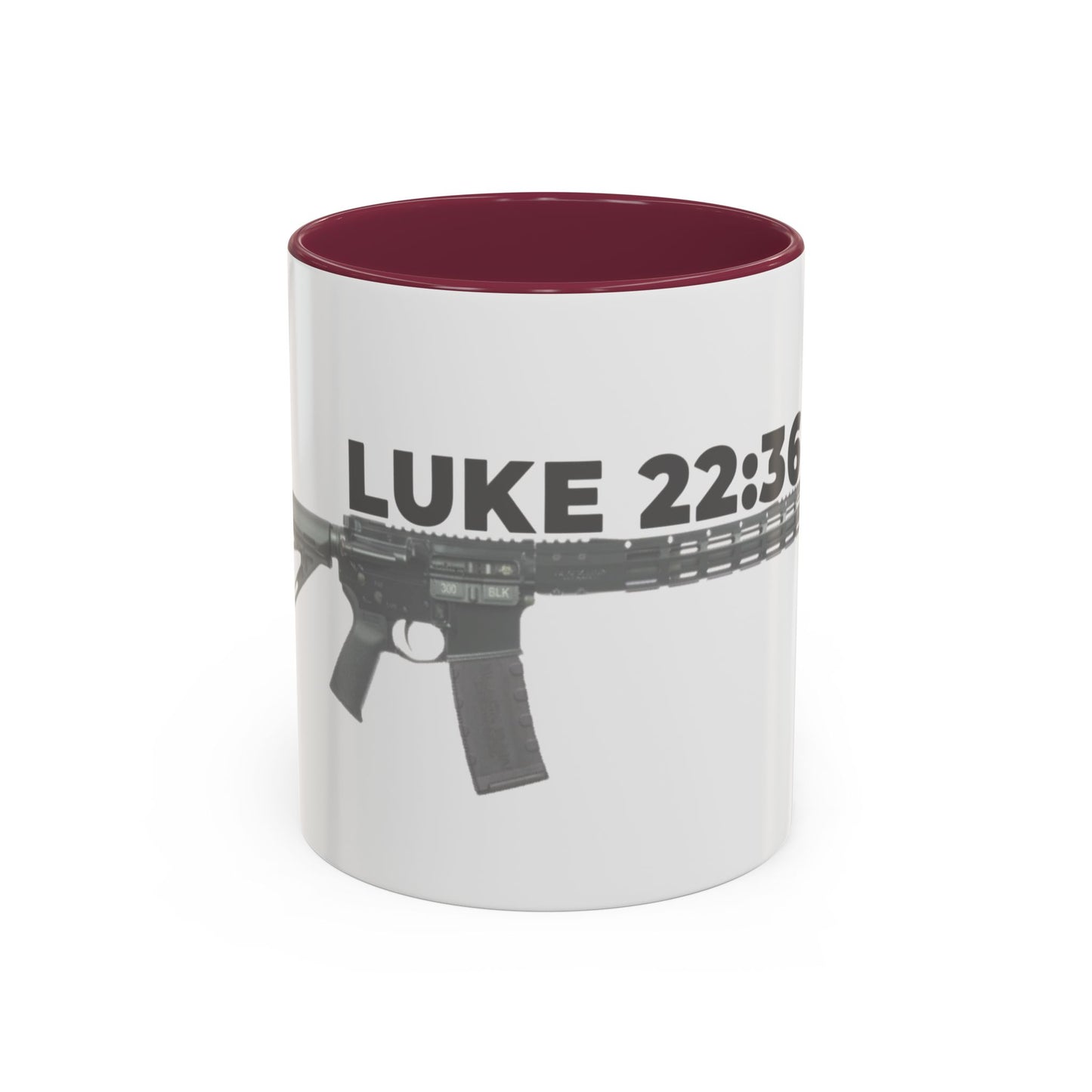 Luke 22:36 Rifle Mug – Christian Scripture Coffee Cup (11oz/15oz)