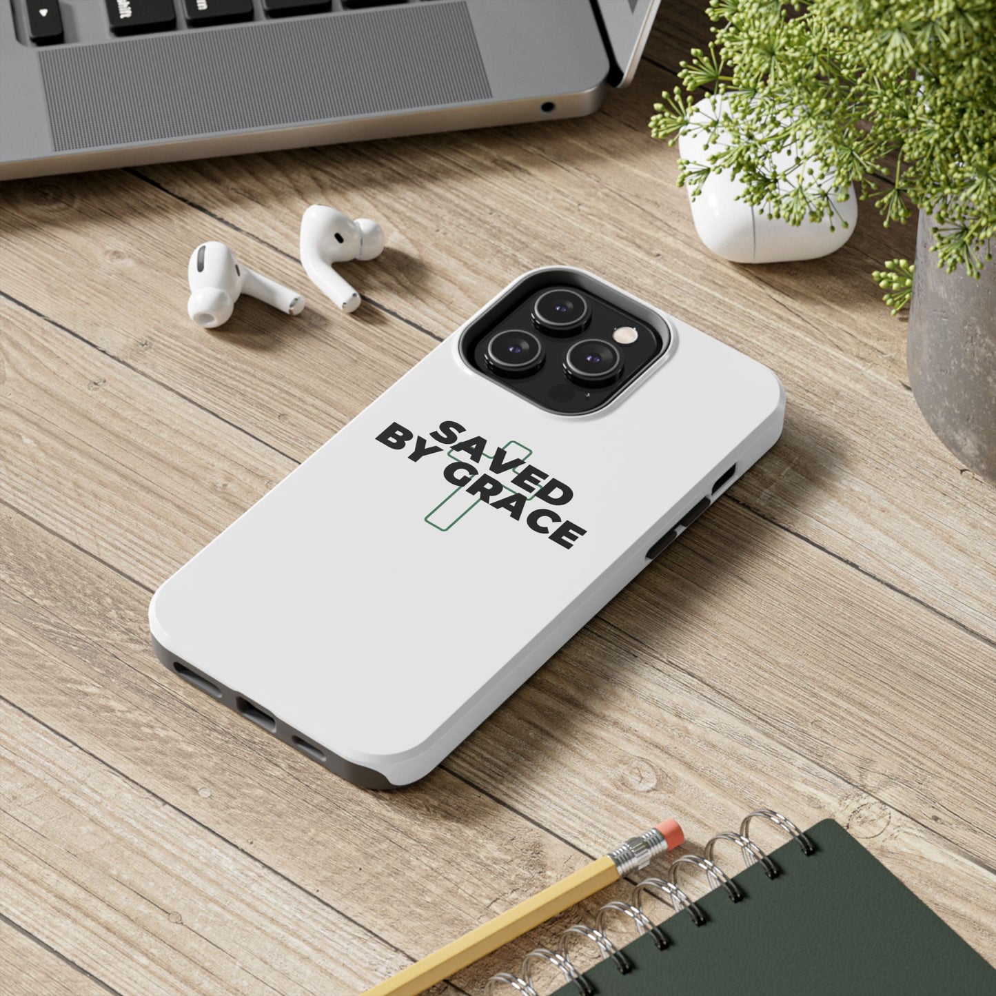 Saved By Grace Tough Phone Case — Christian Cross Protective Phone Cover