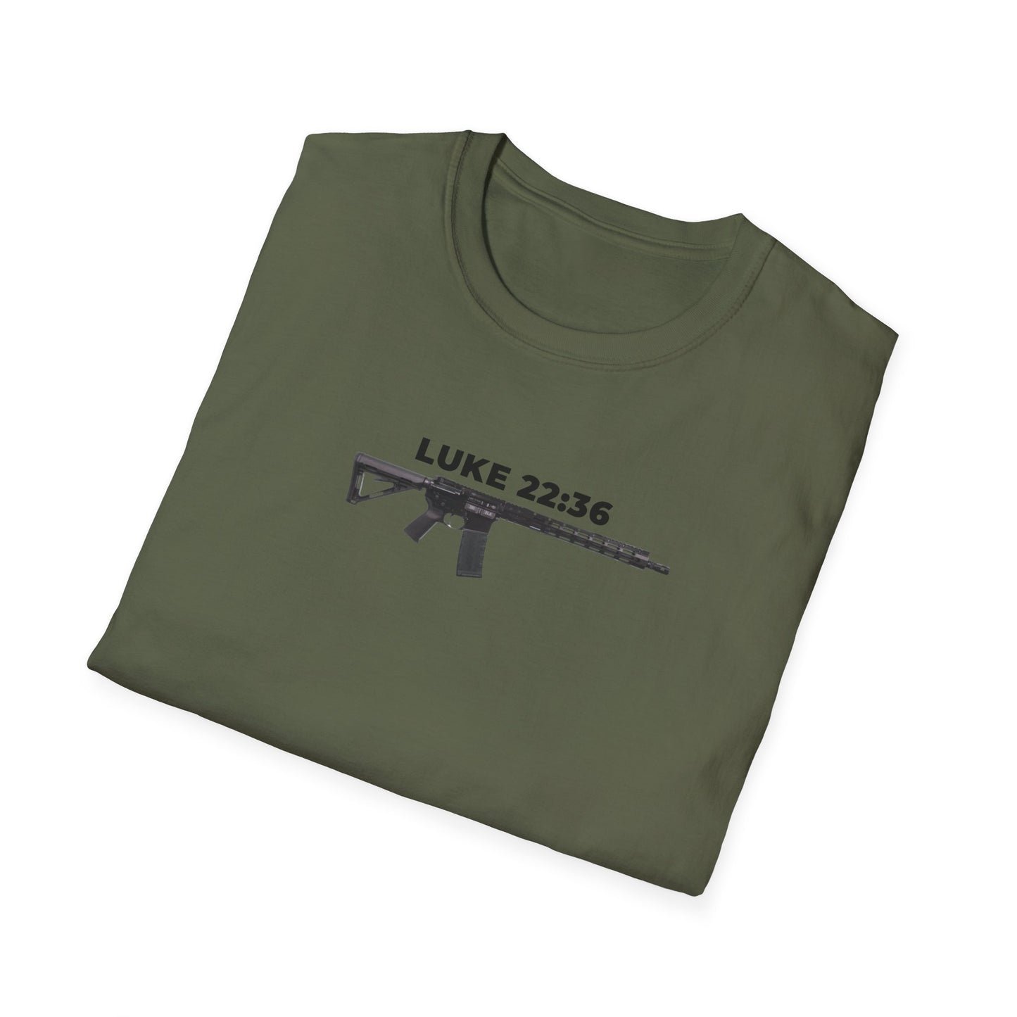 Sell your cloak and buy a sword — "Luke 22:36" Rifle Graphic Christian Faith Tee